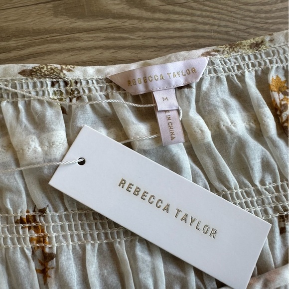 NWT Rebecca Taylor Marigold Fleur Ines Smocked Blouse Size Small women’s top - Picture 10 of 14